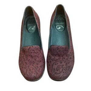 Dansko Olivia Floral Claret Burgundy Loafers
